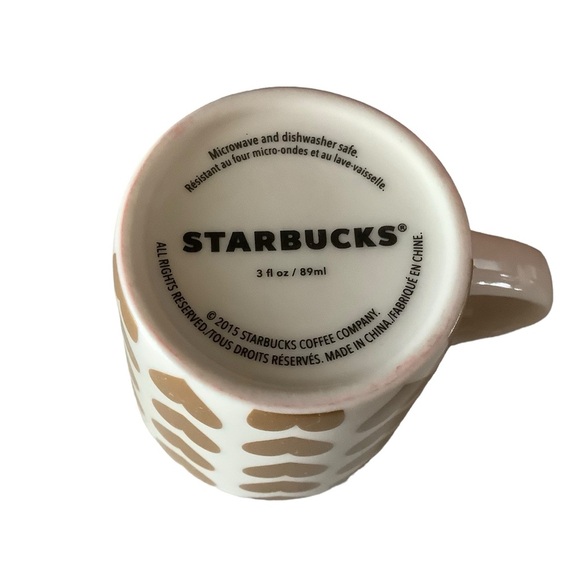 Starbucks 2015 demitasse mermaid white and gold hearts porcelain express coffee - Picture 3 of 3